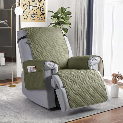 TAOCOCO Waterproof 1-Seater Recliner Chair Cover 28 Inch with Side Pocket in Olive Green