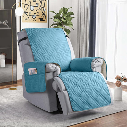 TAOCOCO Waterproof 1-Seater Recliner Chair Cover 28 Inch with Side Pocket For Home Decor in Sky Blue