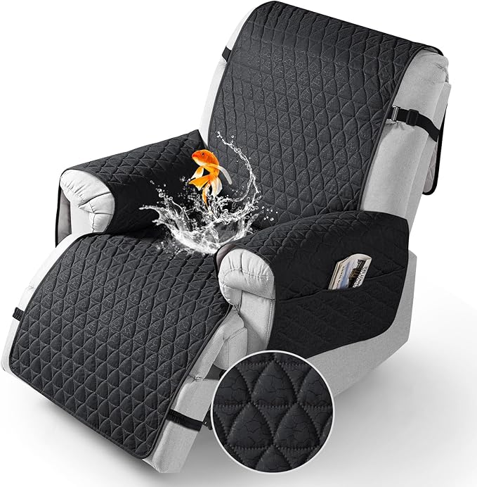 TAOCOCO 100% Waterproof 1-Seater Recliner Cover 28 Inch in Black – Pet Friendly