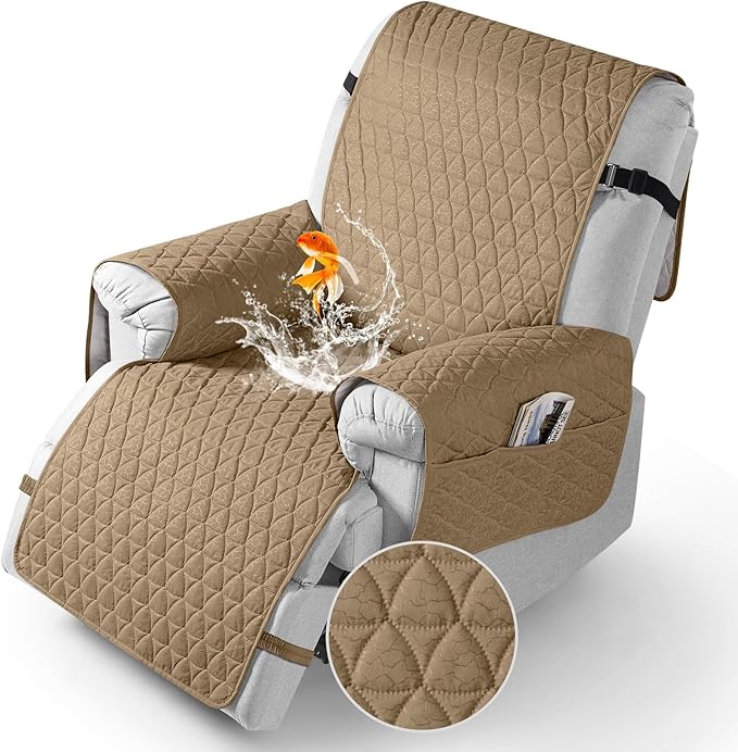 TAOCOCO 100% Waterproof 1-Seater Recliner Cover 28 Inch in Camel – Pet Friendly