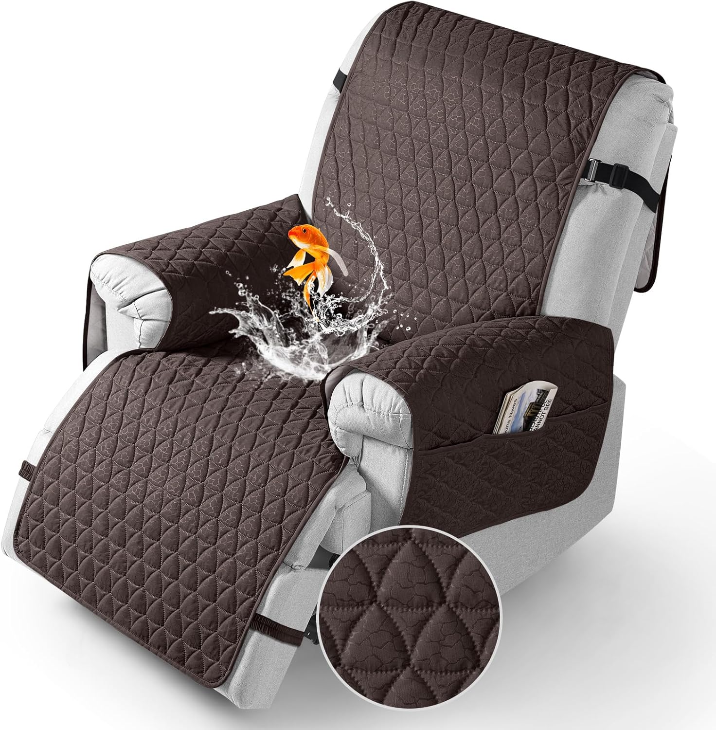 TAOCOCO 100% Waterproof 1-Seat Recliner Chair Cover 28Inch In chocolate, furniture protector for kids, pets