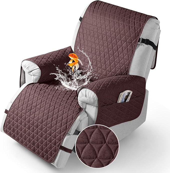 TAOCOCO 100% Waterproof 1-Seater Recliner Cover 28 Inch in Coffee – Pet Friendly
