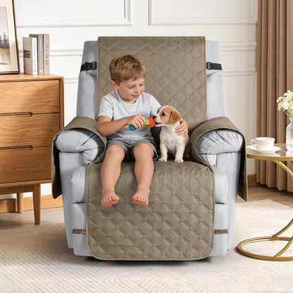 TAOCOCO 100% Waterproof 1-Seater Recliner Chair Cover 28 Inch in Khaki, furniture protector for kids, pets