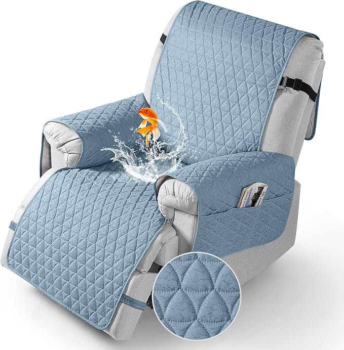 TAOCOCO 100% Waterproof 1-Seater Recliner Cover 28 Inch in Light Blue – Pet Friendly