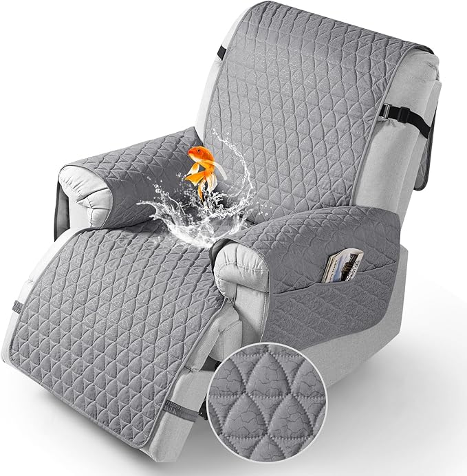 TAOCOCO 100% Waterproof 1-Seater Recliner Cover 2 Inch in Light Gray – Pet Friendly