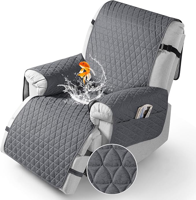 TAOCOCO 100% Waterproof 1-Seat Recliner Chair Cover 28 Inch In Light Grey