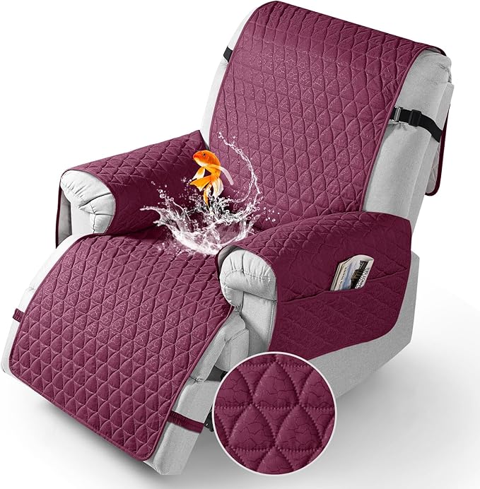 TAOCOCO 100% Waterproof 1-Seater Recliner Cover 28 Inch in Wine – Pet Friendly