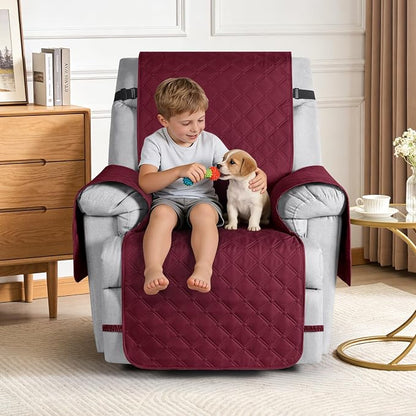 TAOCOCO 100% Waterproof 1-Seater Recliner Chair Cover 28 Inch For Home Decor in wine