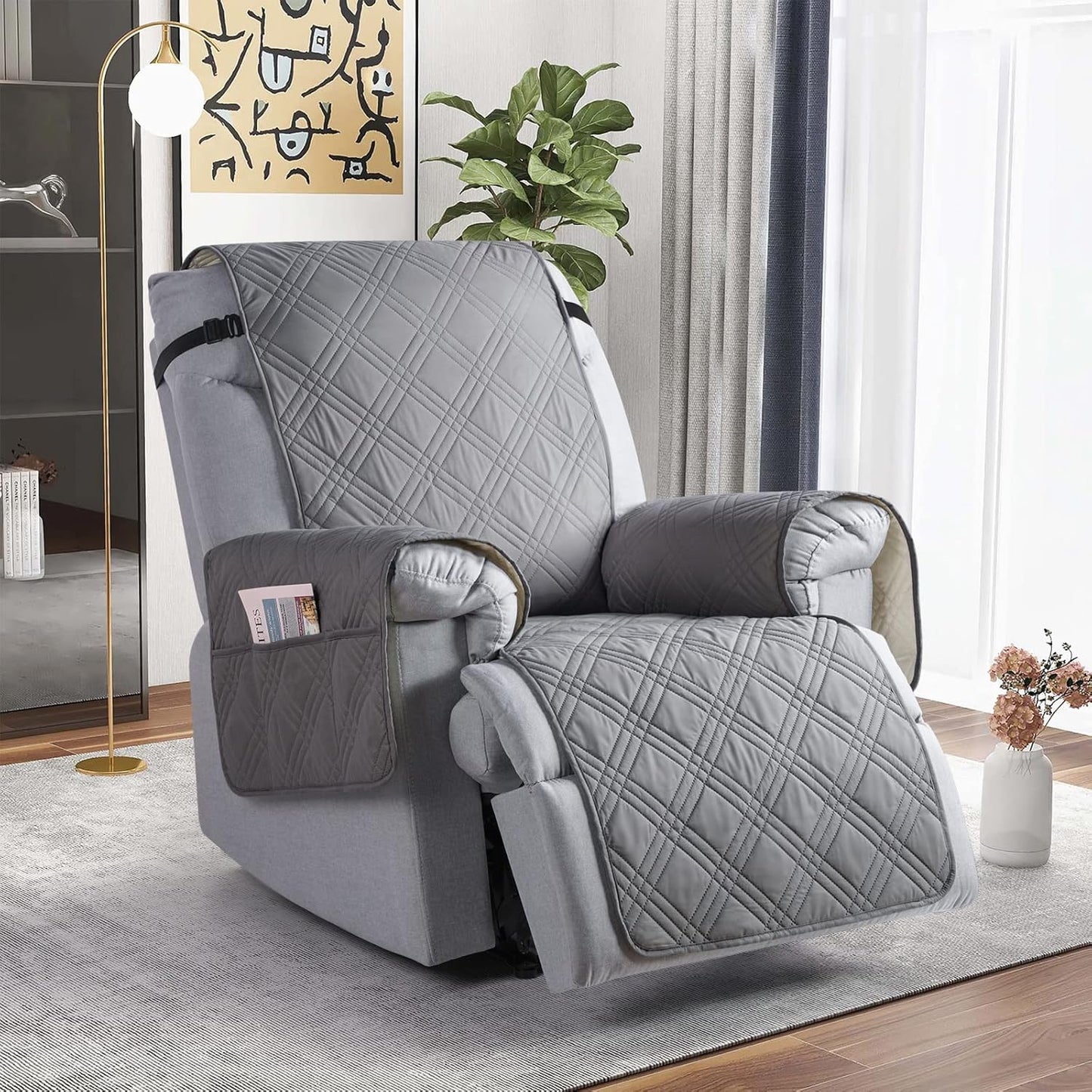 TAOCOCO Waterproof Oversized 1-Seater Recliner Cover 30 Inch For Home Decor in light grey