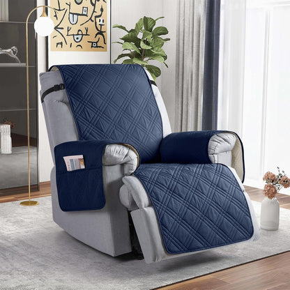 TAOCOCO Waterproof Oversized 1-Seater Recliner Cover 30 Inch in navy blue, furniture protector for kids, pets
