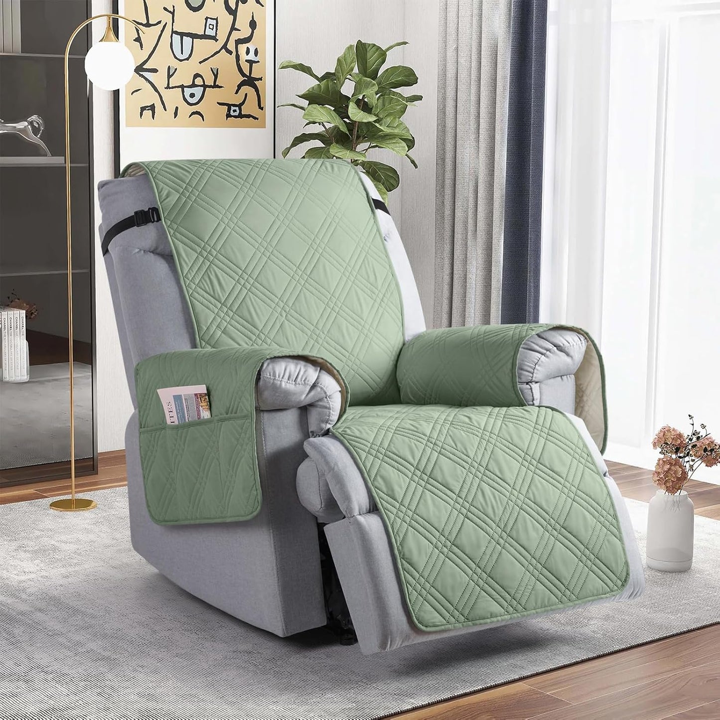 TAOCOCO Waterproof Oversized 1-Seater Recliner Cover 30 Inch For Home Decor in sage green