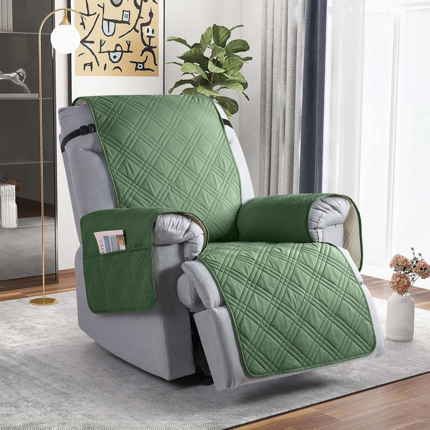 TAOCOCO Waterproof Oversized 1-Seater Recliner Cover 30 Inch For Home Decor in vine green