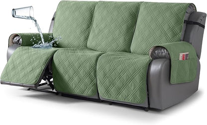 TAOCOCO 100% Waterproof Recliner Sofa Cover 3-Seat in Bean Green – Non-Slip, Pet Friendly