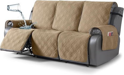 TAOCOCO 100% Waterproof Recliner Sofa Cover 3-Seat in Camel – Machine Washable