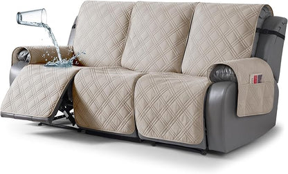 TAOCOCO 100% Waterproof Recliner Sofa Cover 3-Seat in cream – Non-Slip, Pet Friendly