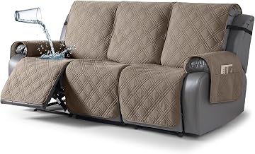 TAOCOCO 100% Waterproof Recliner Sofa Cover 3-Seat in Gray Taupe – Non-Slip, Pet Friendly