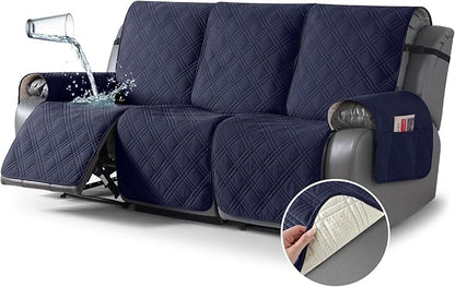 TAOCOCO 100% Waterproof Recliner Sofa Cover 3-Seat in navy blue– Non-Slip, Pet Friendly