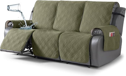 TAOCOCO 100% Waterproof Recliner Sofa Cover 3-Seat in Olive Green – Non-Slip, Pet Friendly