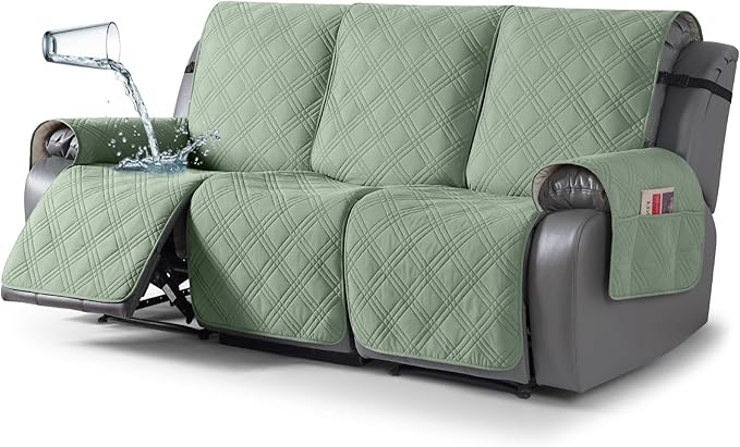 TAOCOCO 100% Waterproof Recliner Sofa Cover 3-Seat in Sage Green – Non-Slip, Pet Friendly