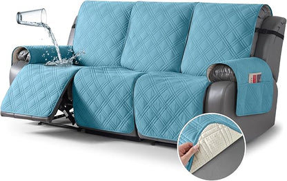 TAOCOCO 100% Waterproof Recliner Sofa Cover 3-Seat in Sky Blue – Non-Slip, Pet Friendly