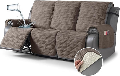 TAOCOCO 100% Waterproof Recliner Sofa Cover 3-Seat in Taupe – Non-Slip, Pet Friendly