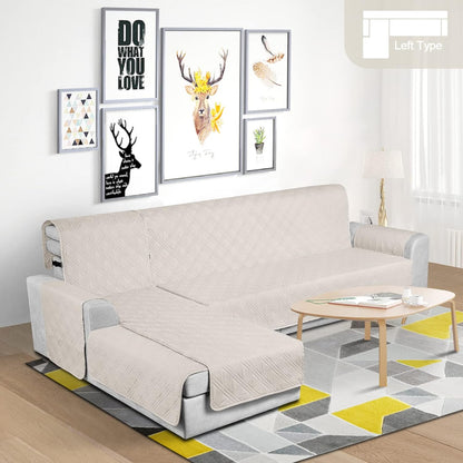 TAOCOCO 100% Waterproof Reversible L-Shaped Sectional Sofa Cover Large For Home Decor in cream