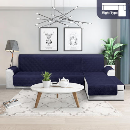 TAOCOCO 100% Waterproof Reversible L-Shaped Sectional Sofa Cover Large For Home Decor in navy blue