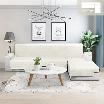 TAOCOCO 100% Waterproof Reversible L-Shaped Sectional Sofa Cover Large For Home Decor in off white