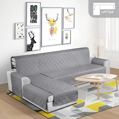 TAOCOCO 100% Waterproof Reversible L-Shaped Sectional Sofa Cover X-Large For Home Decor in light grey