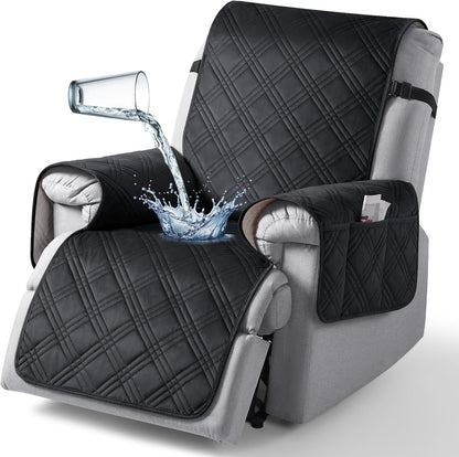 TAOCOCO 100% Waterproof Velvet 1-Seater Recliner Chair Cover 30 Inch For Home Decor in black