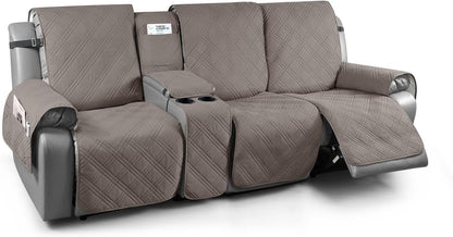 TAOCOCO 100% Waterproof Recliner Cover with Center Console 3 Seat For Home Decor in light brown
