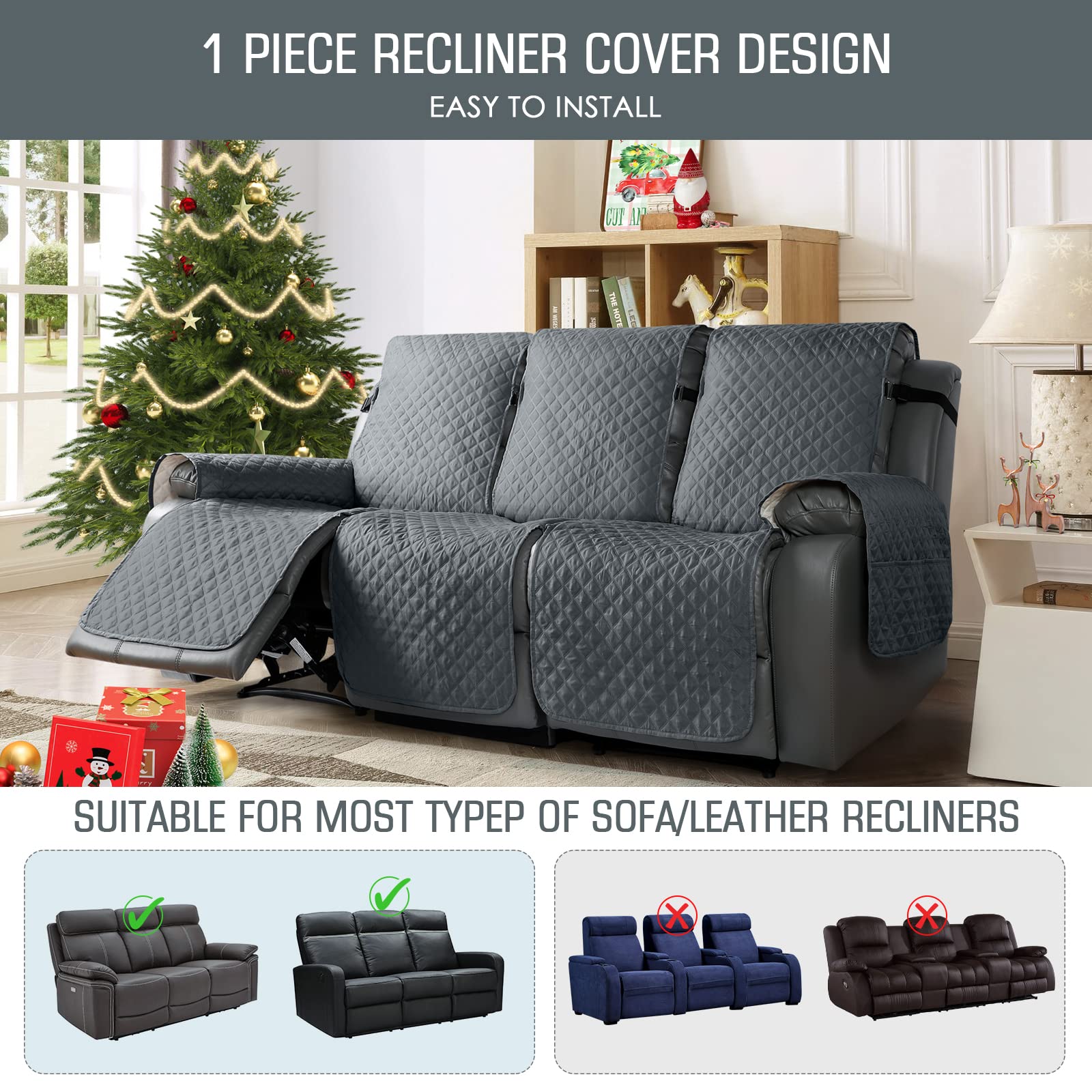 Recliner Sofa Slipcover Couch Covers for 3 Cushion Couch - TAOCOCO