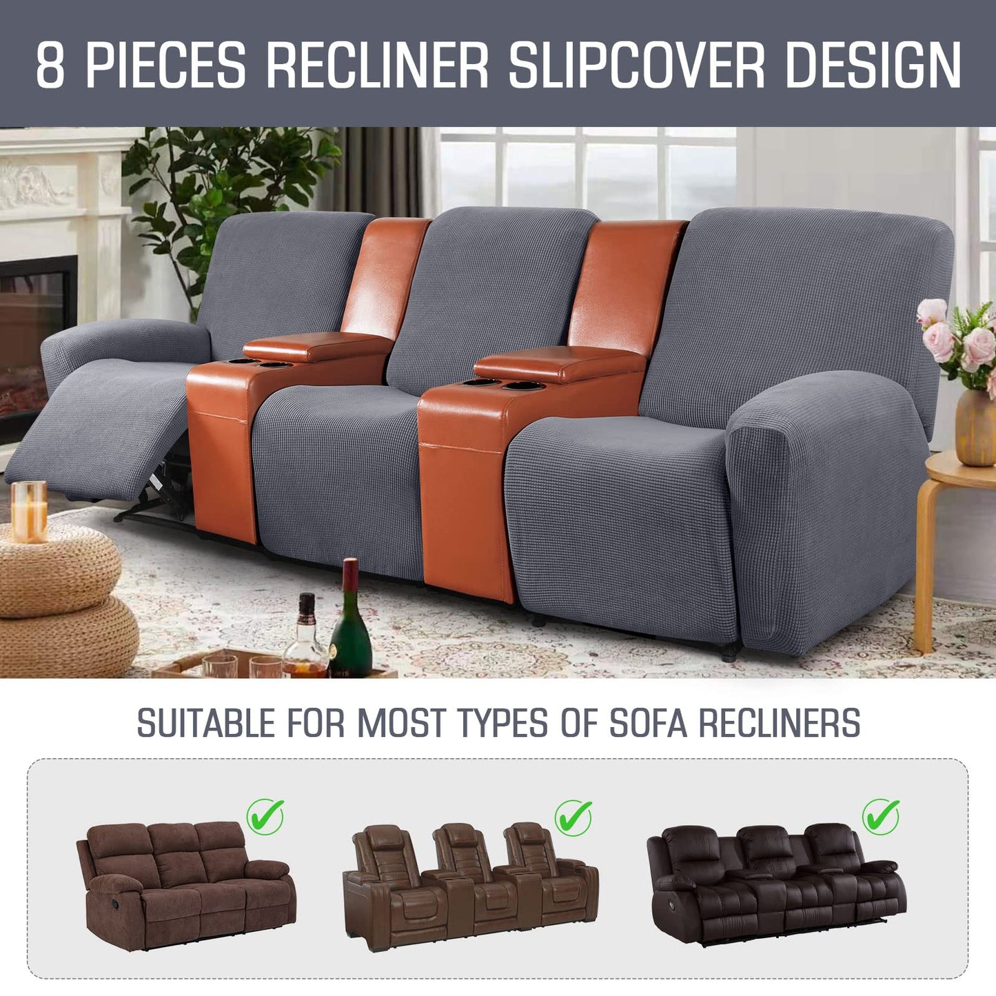 Recliner Sofa Covers 8-Pieces - TAOCOCO