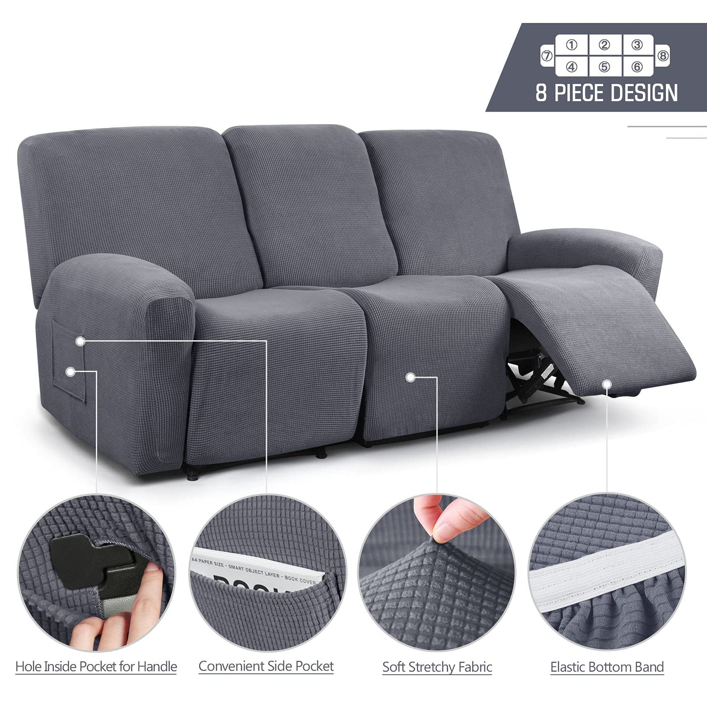 Recliner Sofa Covers 8-Pieces - TAOCOCO