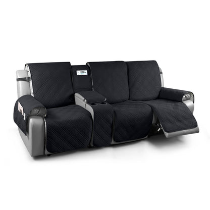 TAOCOCO 100% Waterproof Recliner Cover with Center Console 3 Seat in Black, furniture protector for kids, pets