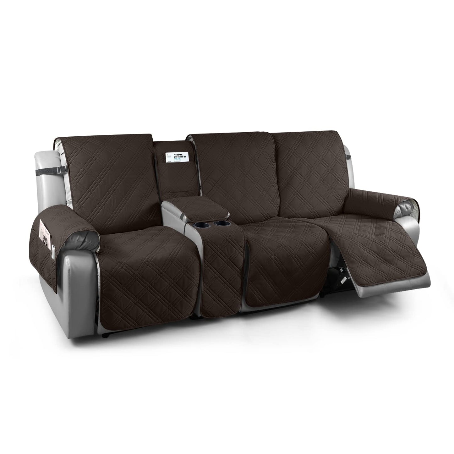 TAOCOCO 100% Waterproof Recliner Cover with Center Console 3 Seat in chocolate, furniture protector for kids, pets