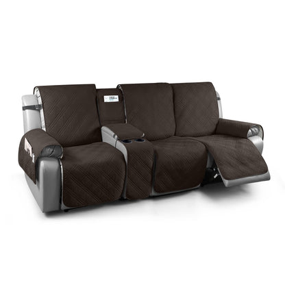 TAOCOCO 100% Waterproof Recliner Cover with Center Console 3 Seat in chocolate, furniture protector for kids, pets