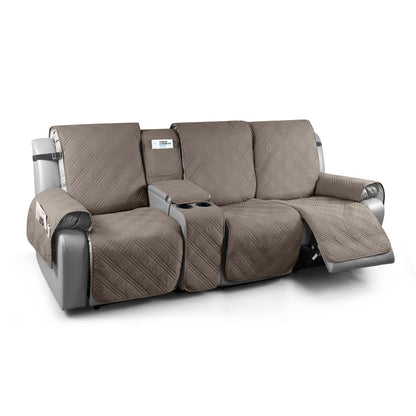 TAOCOCO 100% Waterproof Recliner Cover with Center Console 3 Seat For Home Decor in light brown
