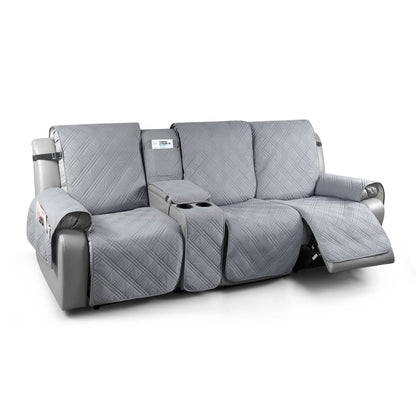 TAOCOCO 100% Waterproof Recliner Cover with Center Console 3 Seat For Home Decor in light grey