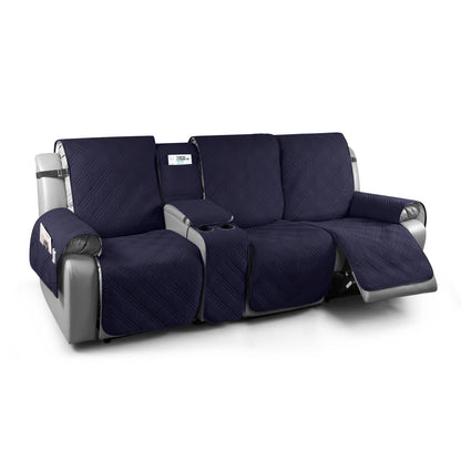 TAOCOCO 100% Waterproof Recliner Cover with Center Console 3 Seat For Home Decor in navy blue